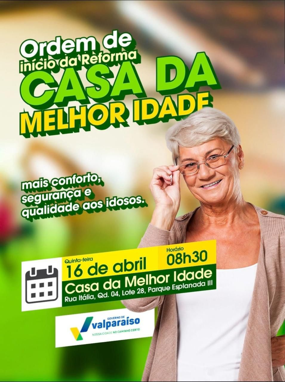 Valparaíso anuncia início das obras de reforma da Casa da Melhor Idade